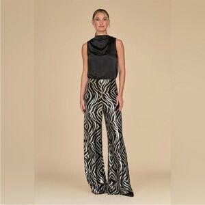 NWT The Noli Shop Zebra Sequin Wide-Leg Pants – Statement Party Pants - Size S